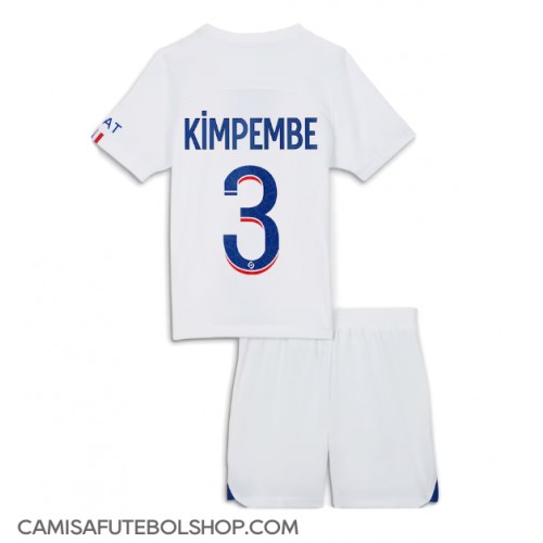 Camisa de time de futebol Paris Saint-Germain Presnel Kimpembe #3 Replicas 2º Equipamento Infantil 2023-24 Manga Curta (+ Calças curtas)
